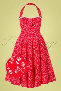 Timeless - Kimberley Floral Swing Dress Années 50 en Rouge