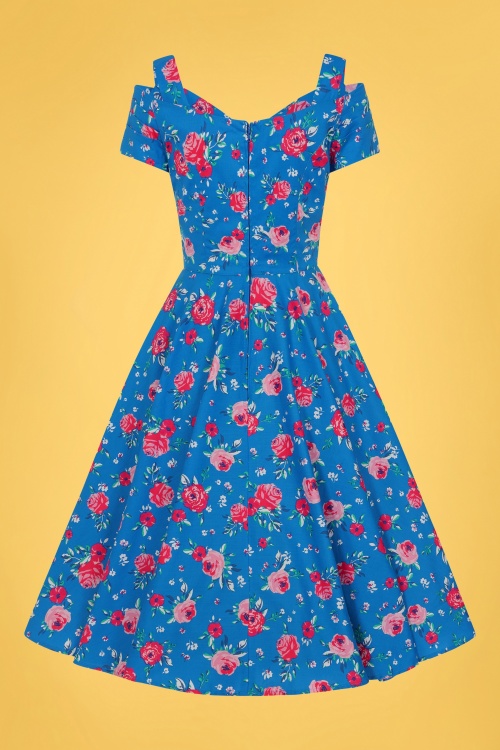 Bunny - 50s Chantilly Floral Swing Dress in Blue 4