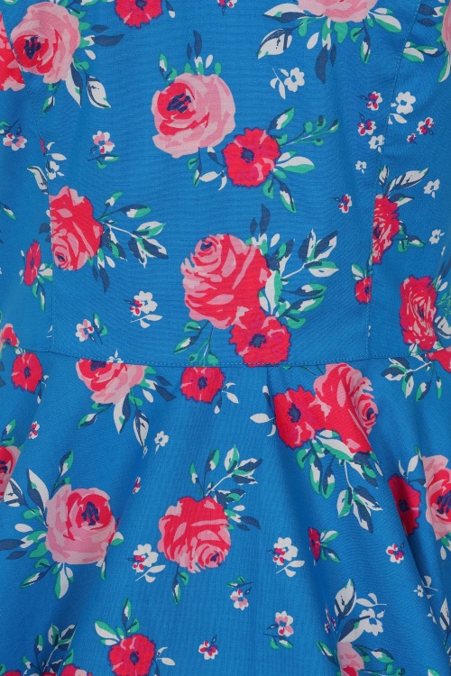 Bunny - 50s Chantilly Floral Swing Dress in Blue 5