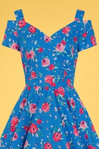 Bunny - Chantilly Floral Swing Dress Années 50 en Bleu 3
