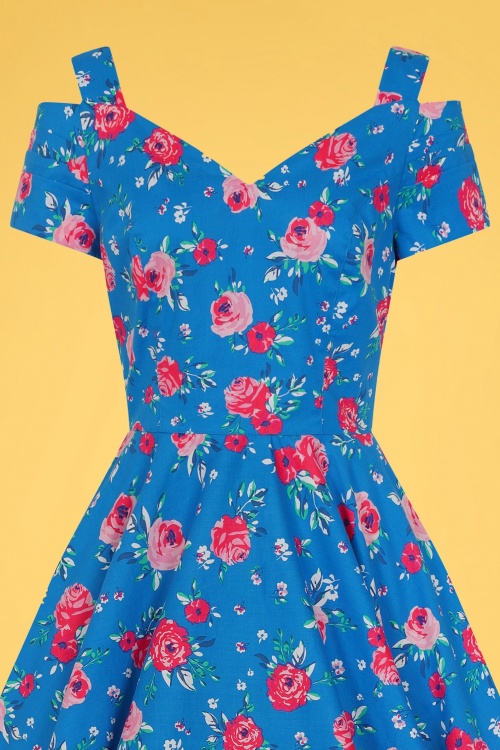 Bunny - 50s Chantilly Floral Swing Dress in Blue 3