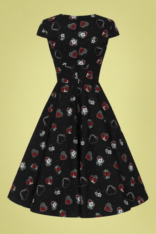 Bunny - 50s Petals Swing Dress in Black 4