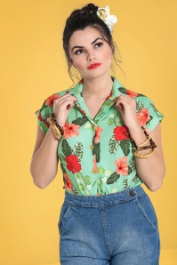 Bunny - 50s Moana Floral Shirt in Mint 2