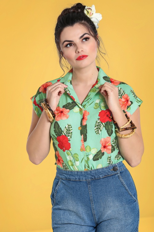 Bunny - Moana Floral Shirt in Minze 2