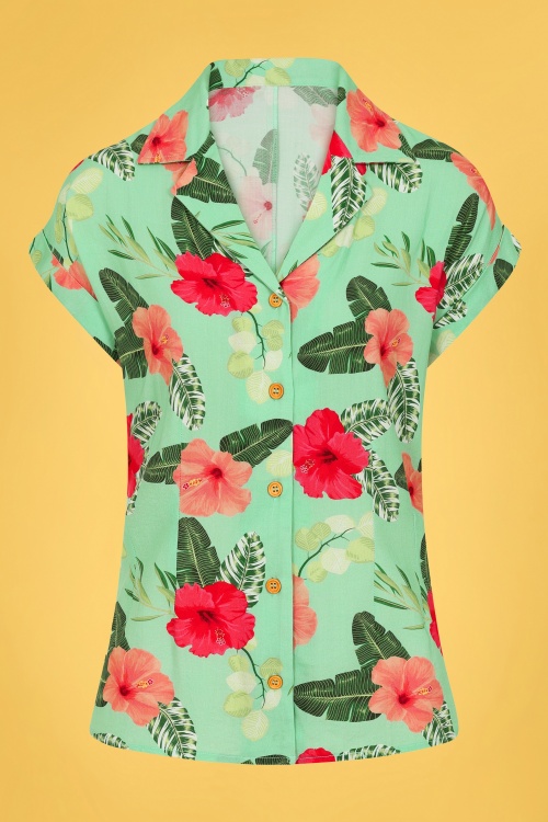 Bunny - 50s Moana Floral Shirt in Mint