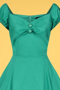 Collectif Clothing - 50s Dolores Classic Cotton Doll Swing Dress in Teal 3