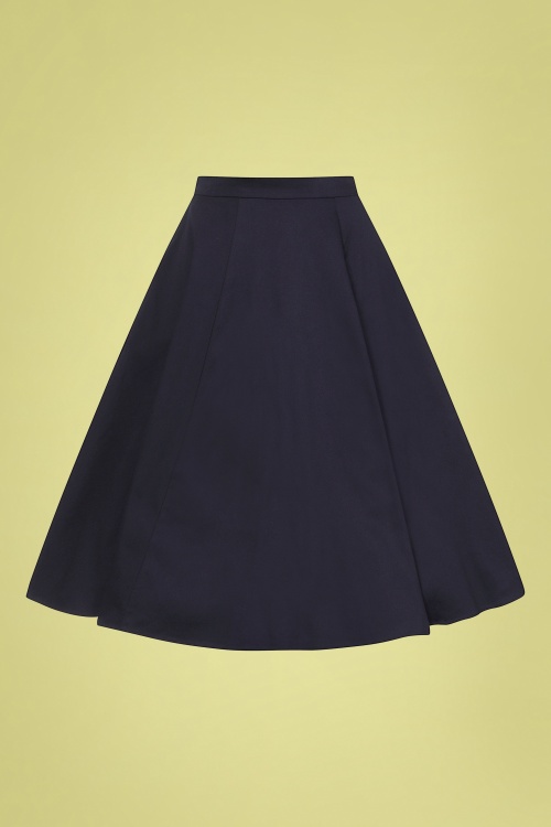 Collectif Clothing - 50s Matilde Classic Cotton Swing Skirt in Black