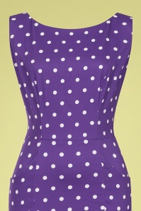 Collectif Clothing - Hepburn Pretty Polka Dot Bleistiftkleid in Lila 3