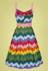 Collectif Clothing - Dorothy Rainbow Chevron Swing Kleid in Multi 2