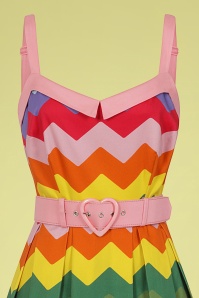 Collectif Clothing - 50s Dorothy Rainbow Chevron Swing Dress in Multi 3