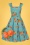 Collectif Clothing - Jill Vintage Peaches Swing Dress Années 50 en Bleu Clair