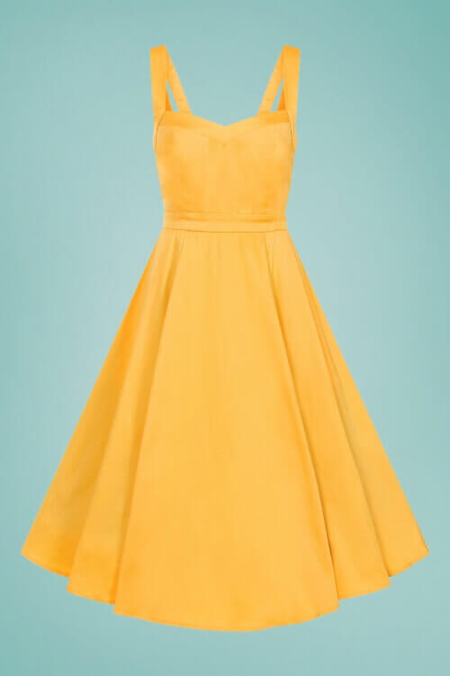 Collectif Clothing - Jenny-Lu swing jurk in geel