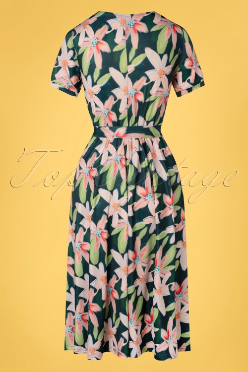 Md'M - 50s Bibian Cross Over Swing Dress in Botanical 2