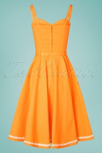 Collectif Clothing - 50s Nova Heart Trim Swing Dress in Orange 5