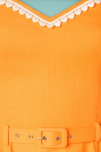 Collectif Clothing - 50s Nova Heart Trim Swing Dress in Orange 4
