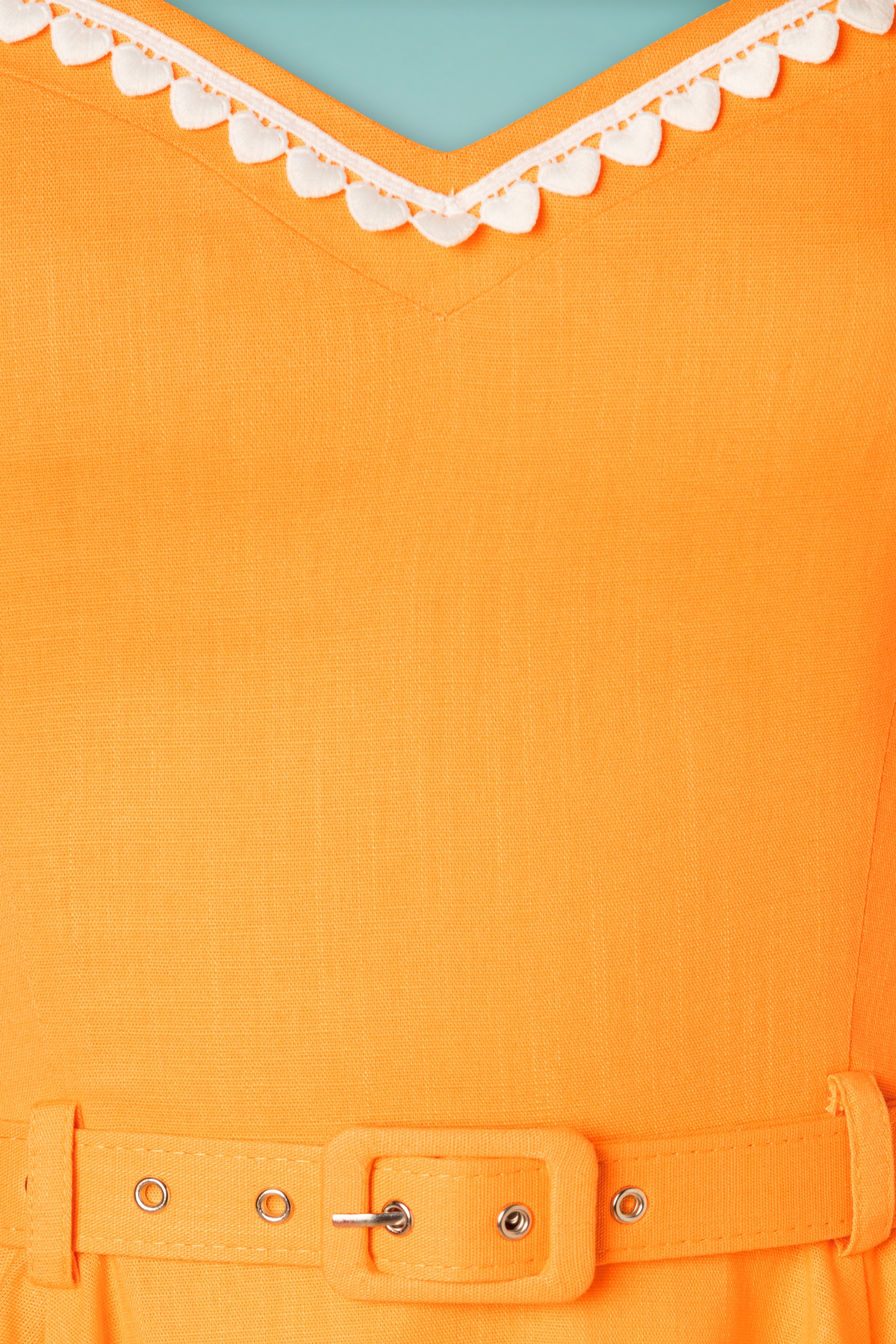 Collectif Clothing - Nova Heart Trim swing jurk in oranje 4