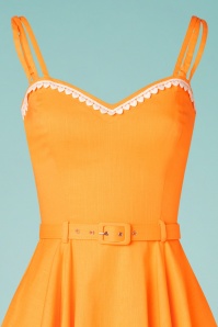 Collectif Clothing - 50s Nova Heart Trim Swing Dress in Orange 3