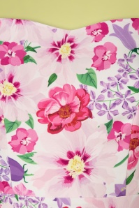 Hearts & Roses - Sylvie Floral Wiggle jurk in wit en roze 4