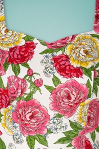 Hearts & Roses - Rosana Floral Swing Dress Années 50 en Blanc 5