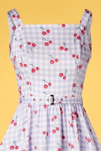 Hearts & Roses - 50s Matilda Cherry Swing Dress in Ivory and Blue 5