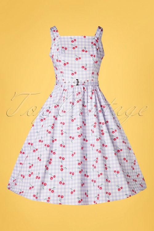 Hearts & Roses - Matilda Cherry Swing Kleid in Elfenbein und Blau 4