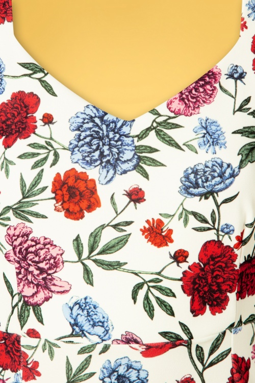 Vintage Chic for Topvintage - Fenny Floral Pencil Dress Années 50 en Blanc 4