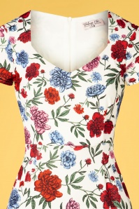 Vintage Chic for Topvintage - Fenny bloemen pencil jurk in wit 3