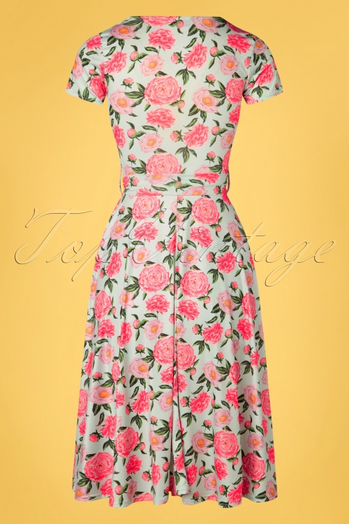 Vintage Chic for Topvintage - Faith Floral Swing Dress Années 50 en Menthe 2