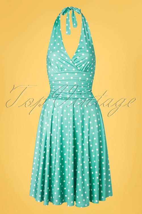 Vintage Chic for Topvintage - Yolanda Polkadot Neckholder Kleid in Mint