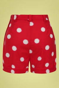 Collectif Clothing - Jojo Painted Polka Shorts in Rot 2