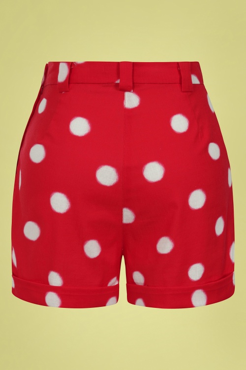 Collectif Clothing - 50s Jojo Painted Polka Shorts in Red 2
