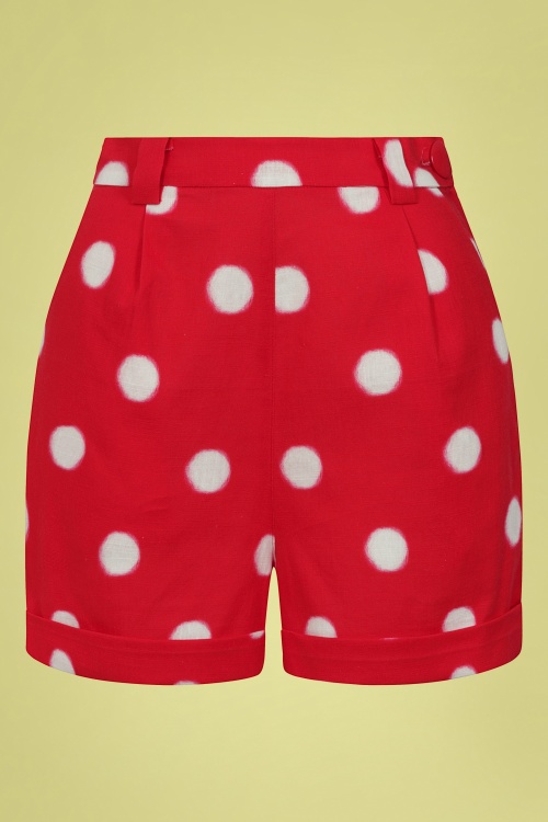 Collectif Clothing - Jojo Painted Polka Shorts in Rot