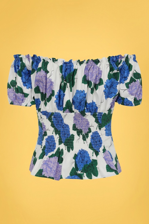 Collectif Clothing - Viviana Vintage Hortensia top in wit 2