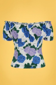 Collectif Clothing - Viviana Vintage Hortensia top in wit