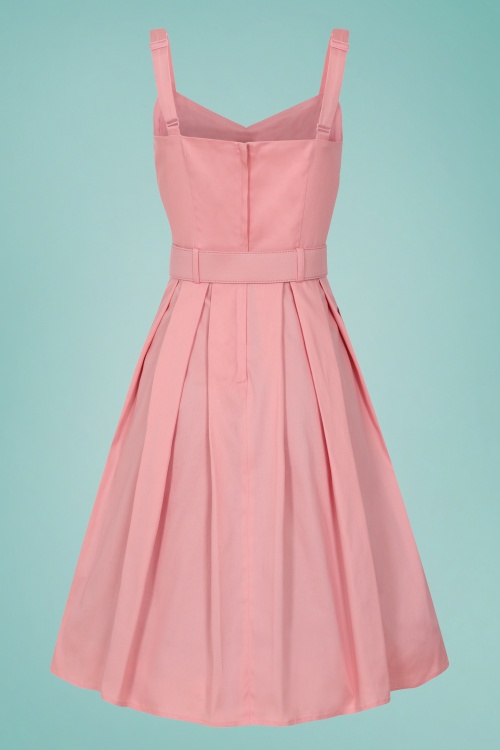 Collectif Clothing - Dorothy Plain Swing Dress Années 50 en Pêche 5