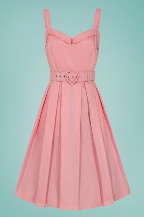 Collectif Clothing - 50s Dorothy Plain Swing Dress in Peach