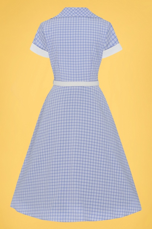 Collectif Clothing - Marjorie Contrast Swing Dress Années 50 en Bleu et Blanc 2