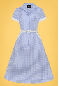 Collectif Clothing - Marjorie Contrast Swing Kleid in Blau und Weiß