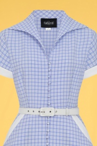 Collectif Clothing - Marjorie contrasterende swing jurk in blauw en wit 3