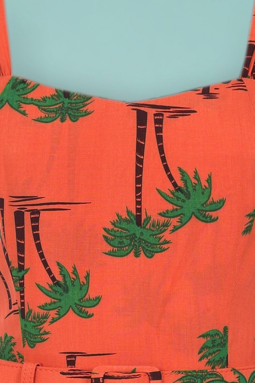 Collectif Clothing - Jill Palm Beach Swing Dress Années 50 en Orange 4