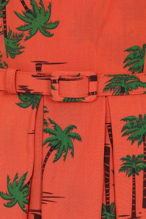 Collectif Clothing - Jill Palm Beach Swing Dress Années 50 en Orange 5