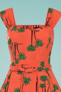 Collectif Clothing - Jill Palm Beach Swing Kleid in Orange 3