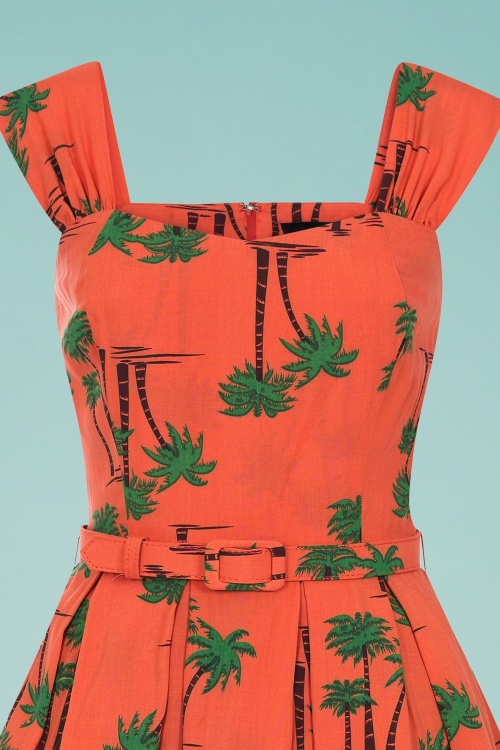 Collectif Clothing - Jill Palm Beach Swing Kleid in Orange 3