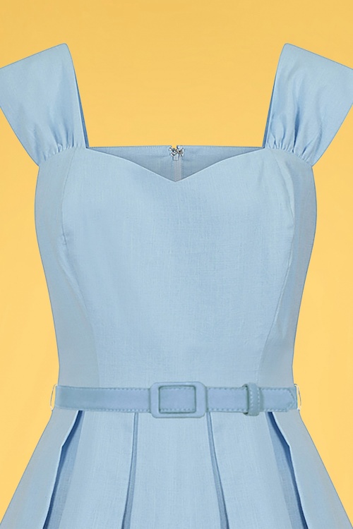 Collectif Clothing - 50s Jill Swing Dress in Light Blue 3