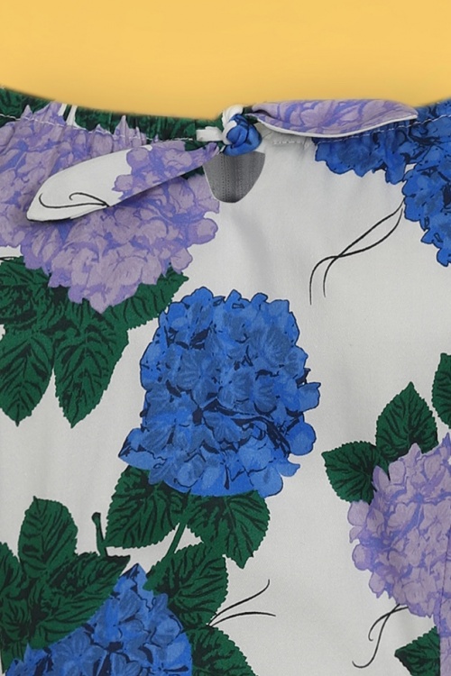 Collectif Clothing - Lorena Vintage Hortensia pencil jurk in wit 4