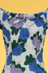 Collectif Clothing - Lorena Vintage Hortensia pencil jurk in wit 3
