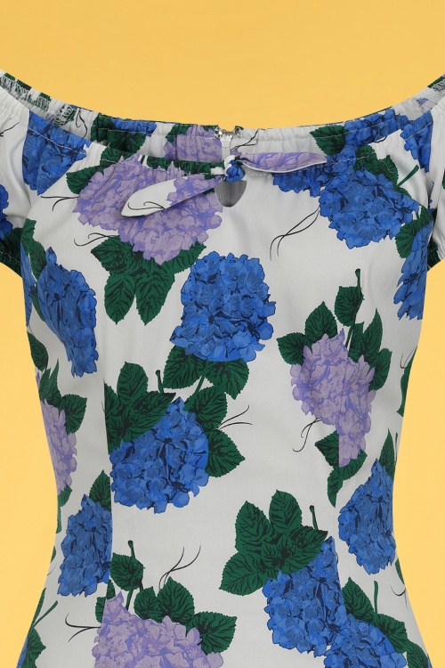 Collectif Clothing - Lorena Vintage Hortensia Pencil Dress Années 50 en Blanc 3