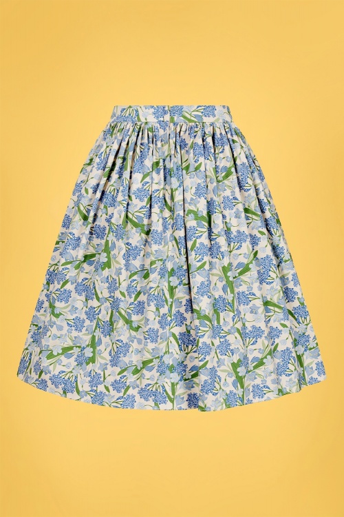50s Jasmine Dreamy Floral Swing Skirt in Cream