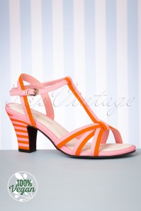 Lola Ramona - 50s Ava Vegan Smootie Sandals in Pink and Orange 2