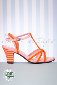 Lola Ramona - 50s Ava Vegan Smootie Sandals in Pink and Orange 4